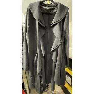 Katherine Barclay 82% Wool Black Ruffled Cardigan Size XL